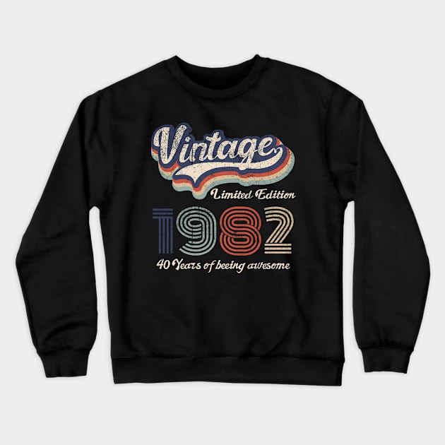 1982 Vintage Birthday Gift Tee Retro Style Crewneck Sweatshirt by FNO